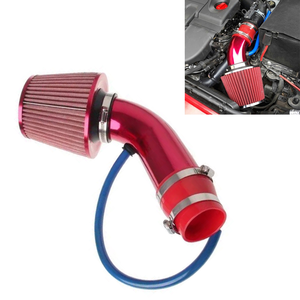 Universal Car Cold Air Intake Kit Modified Aluminum Tube 76mm / 3inch Mushroom Head Style Air Filter(Red) - Shopkiz.com
