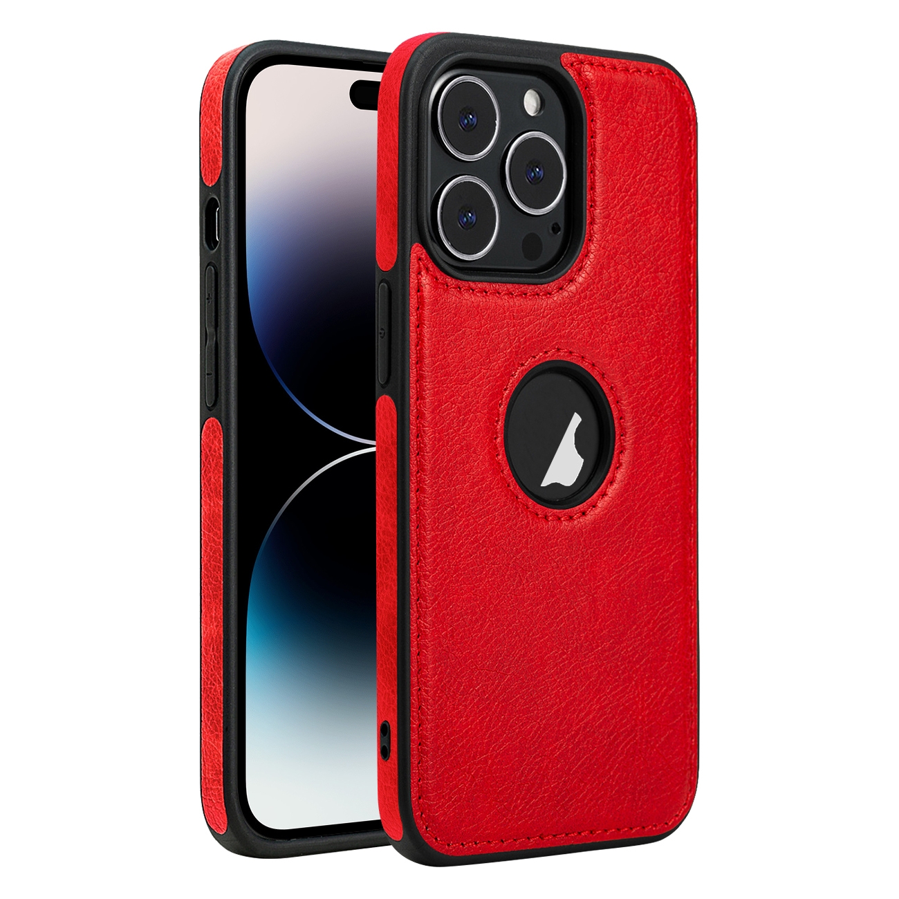 For iPhone 14 Pro Max Leather Texture Stitching Phone Case(Red) - Shopkiz.com