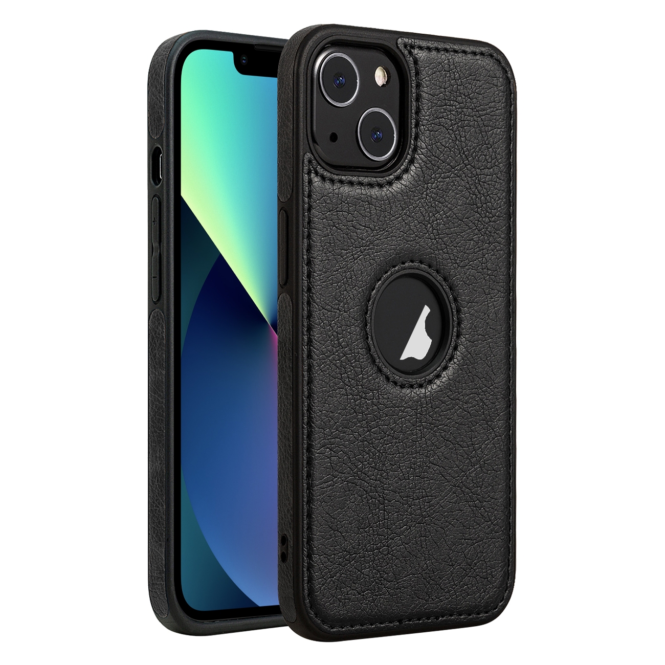 For iPhone 13 mini Leather Texture Stitching Phone Case(Black) - Shopkiz.com