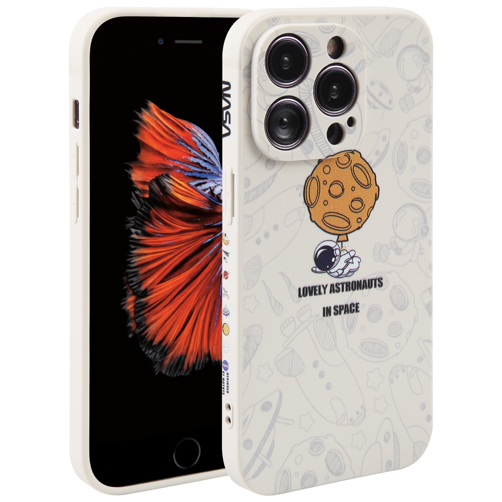 For iPhone 6 Plus / 6s Plus Astronaut Pattern Silicone Straight Edge Phone Case(Lovely Astronaut-White) - Shopkiz.com