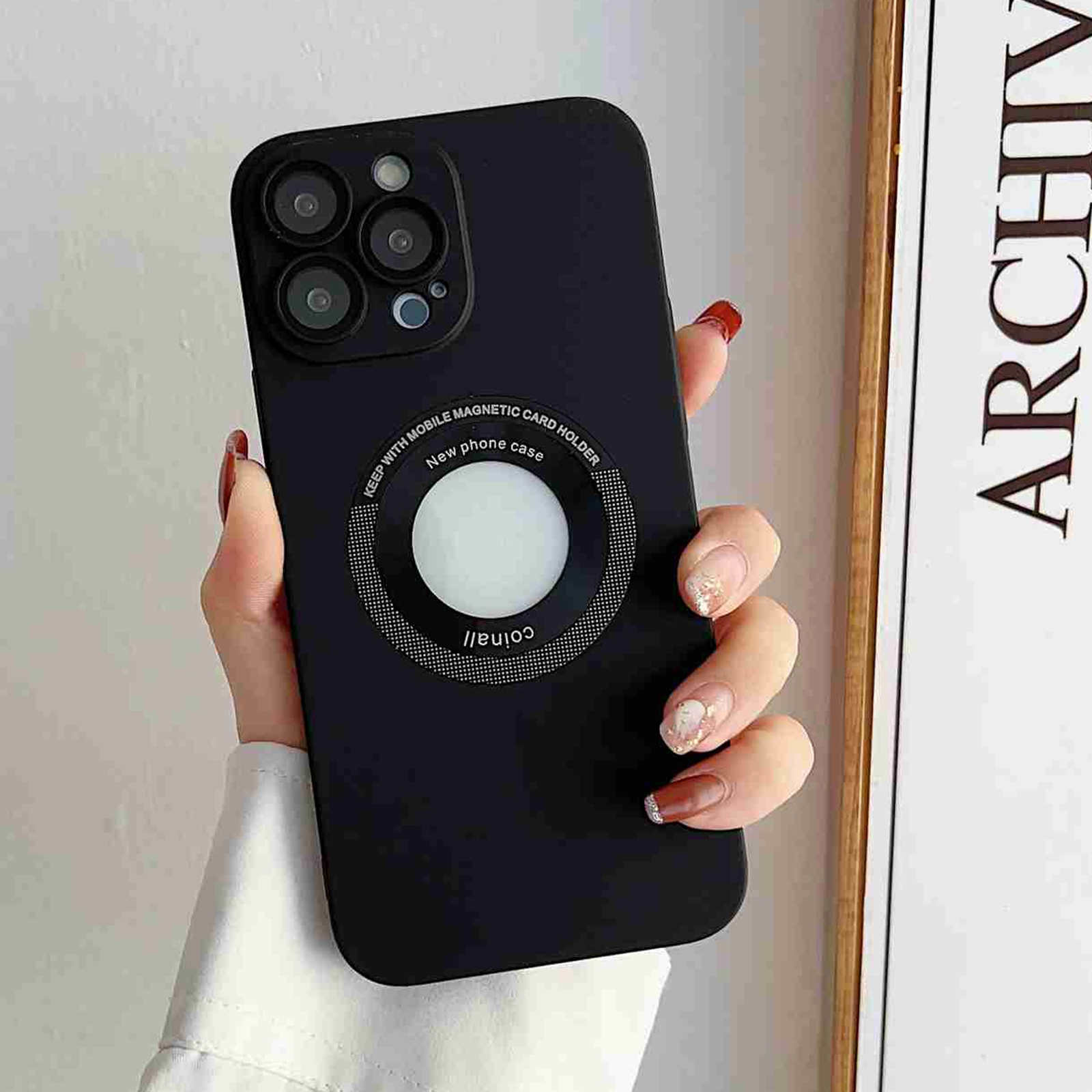 For iPhone 14 Plus Skin Feel CD Texture MagSafe Magnetic Phone Case(Black) - Shopkiz.com
