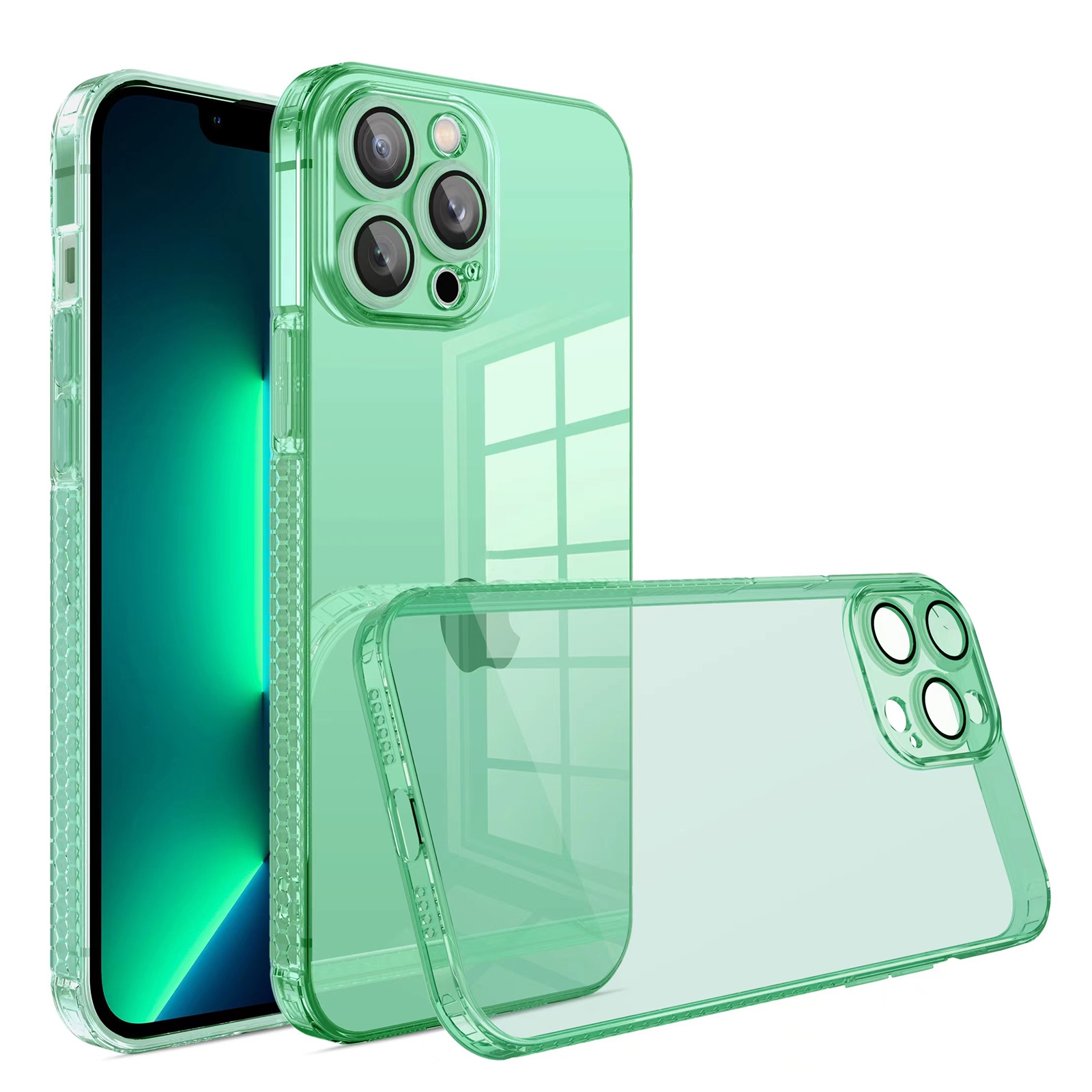 For iPhone 13 Straight Edge Shockproof Anti-skid TPU Phone Case(Green) - Shopkiz.com