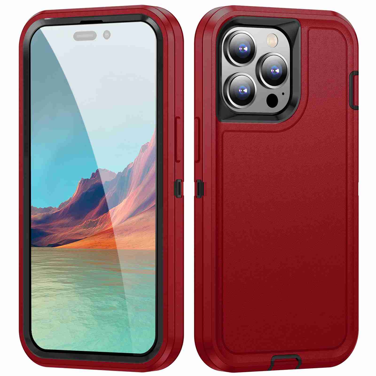 For iPhone 14 Pro Life Waterproof Rugged Phone Case(Red + Black) - Shopkiz.com
