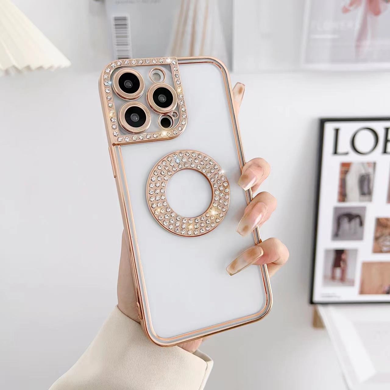 For iPhone 14 Pro Electroplated Diamond Phone Case(Gold) - Shopkiz.com