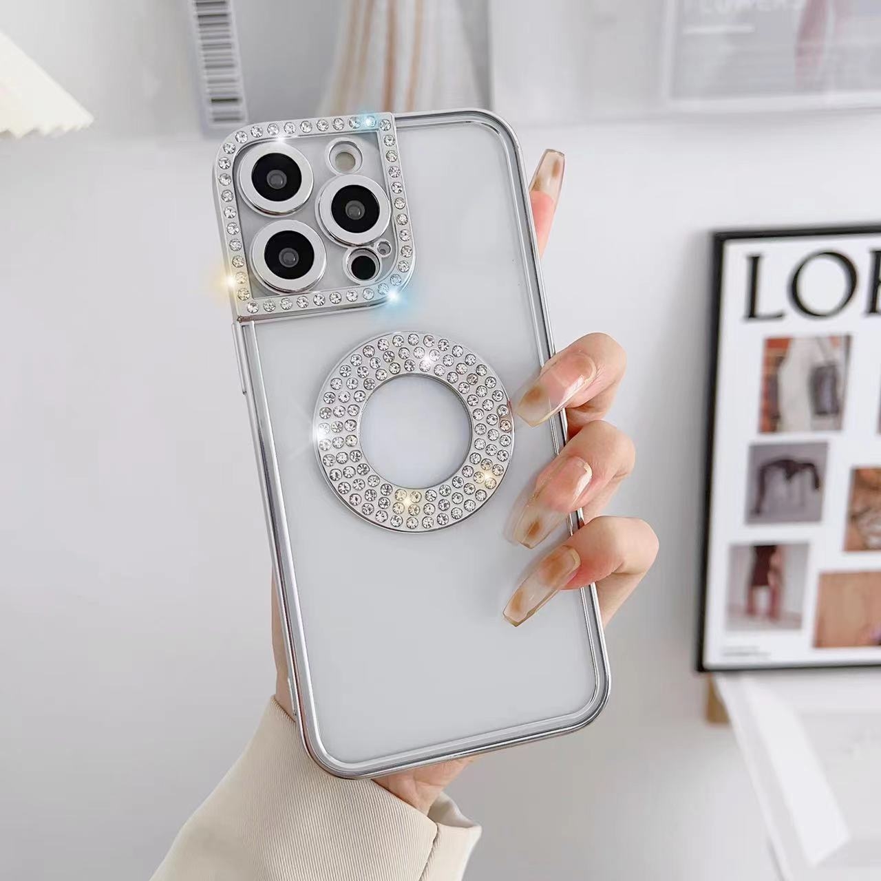 For iPhone 12 Pro Electroplated Diamond Phone Case(Silver) - Shopkiz.com