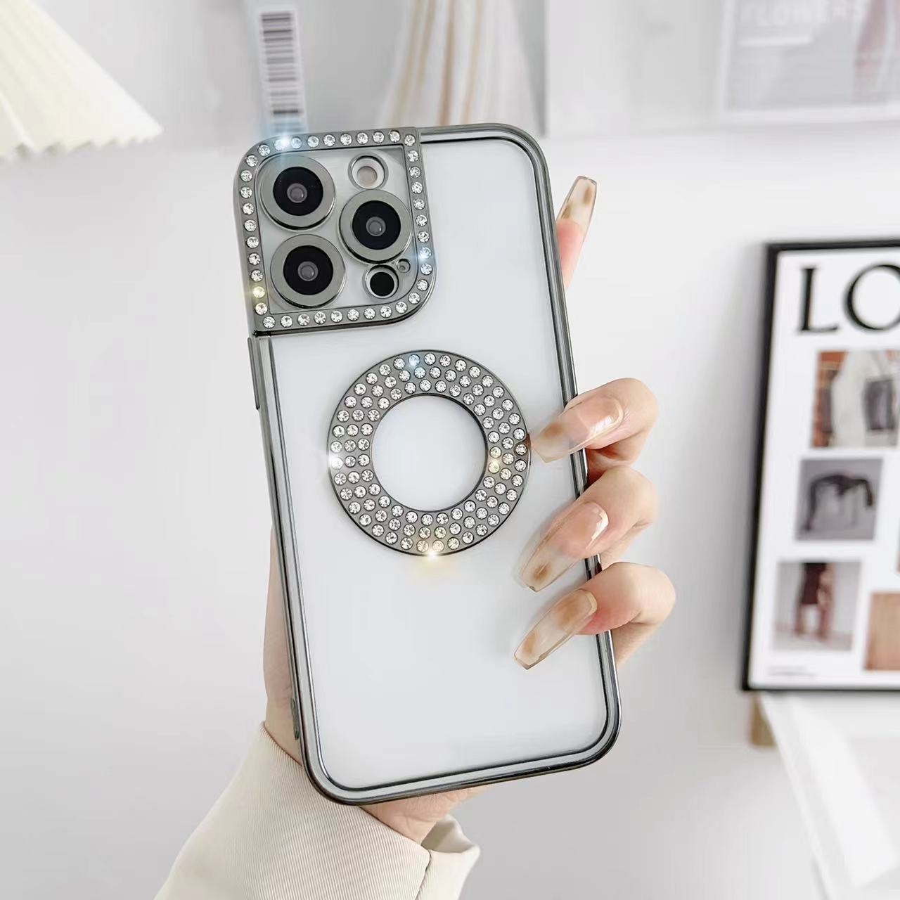 For iPhone 11 Pro Max Electroplated Diamond Phone Case(Dark Green) - Shopkiz.com