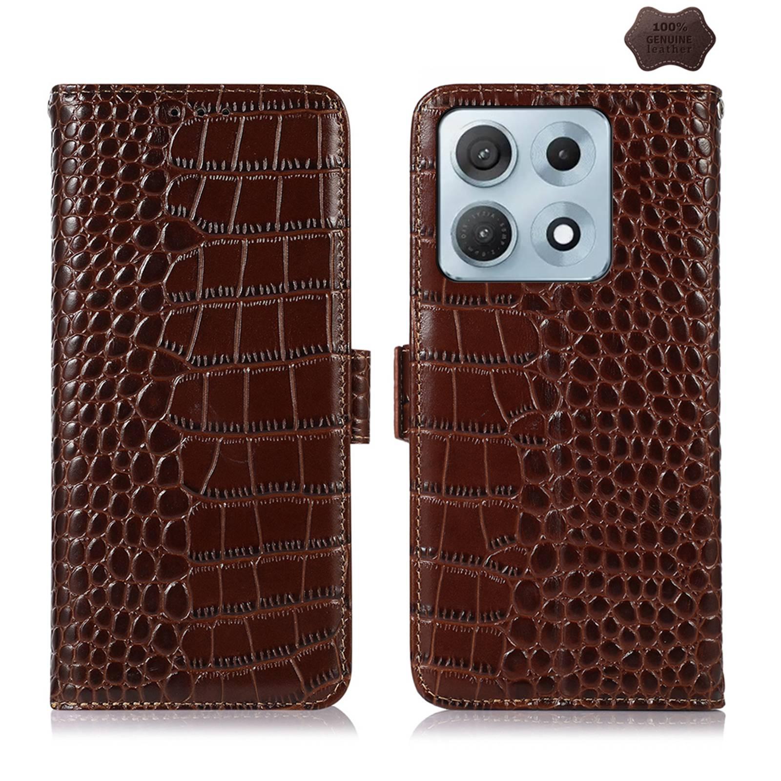 For Motorola Edge 70 Max 5G Crocodile Top Layer Cowhide Leather Phone Case(Brown) - Shopkiz.com