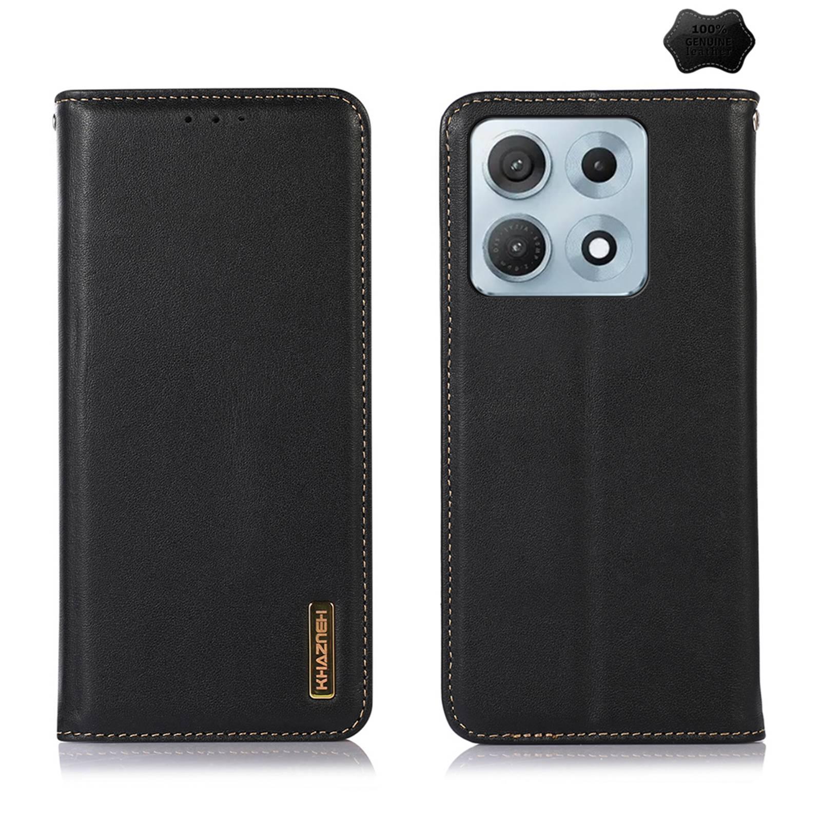 For Motorola Edge 70 Max 5G KHAZNEH Nappa Top Layer Cowhide Leather Phone Case(Black) - Shopkiz.com