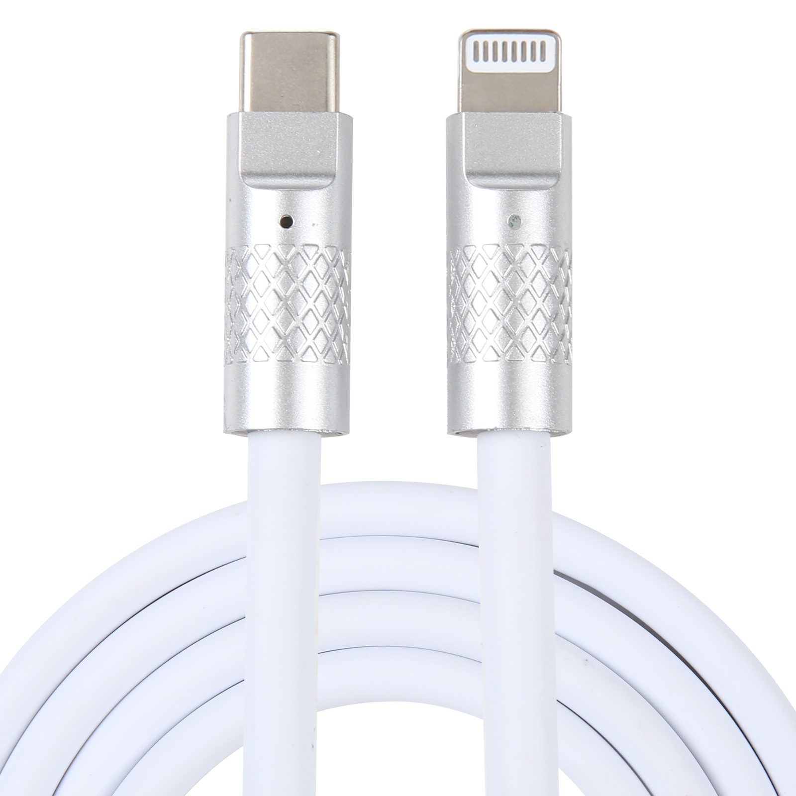 Mech Series 120W USB-C / Type-C to 8 Pin Metal Plug Silicone Fast Charging Data Cable, Length: 1.2m(White) - Shopkiz.com