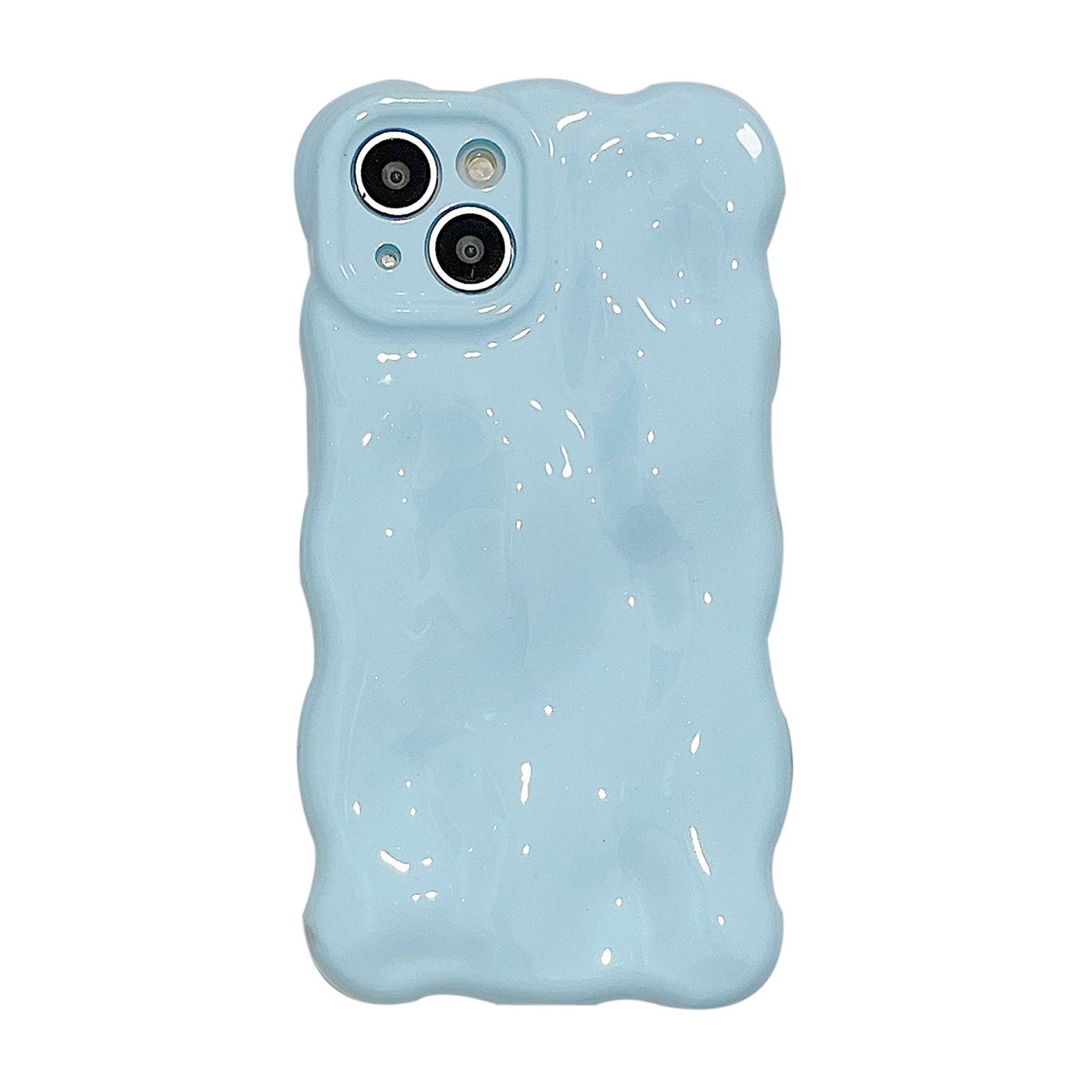 For iPhone 13 Pro Gloss Oil Wave BubblesTPU Phone Case(Milky Blue) - Shopkiz.com
