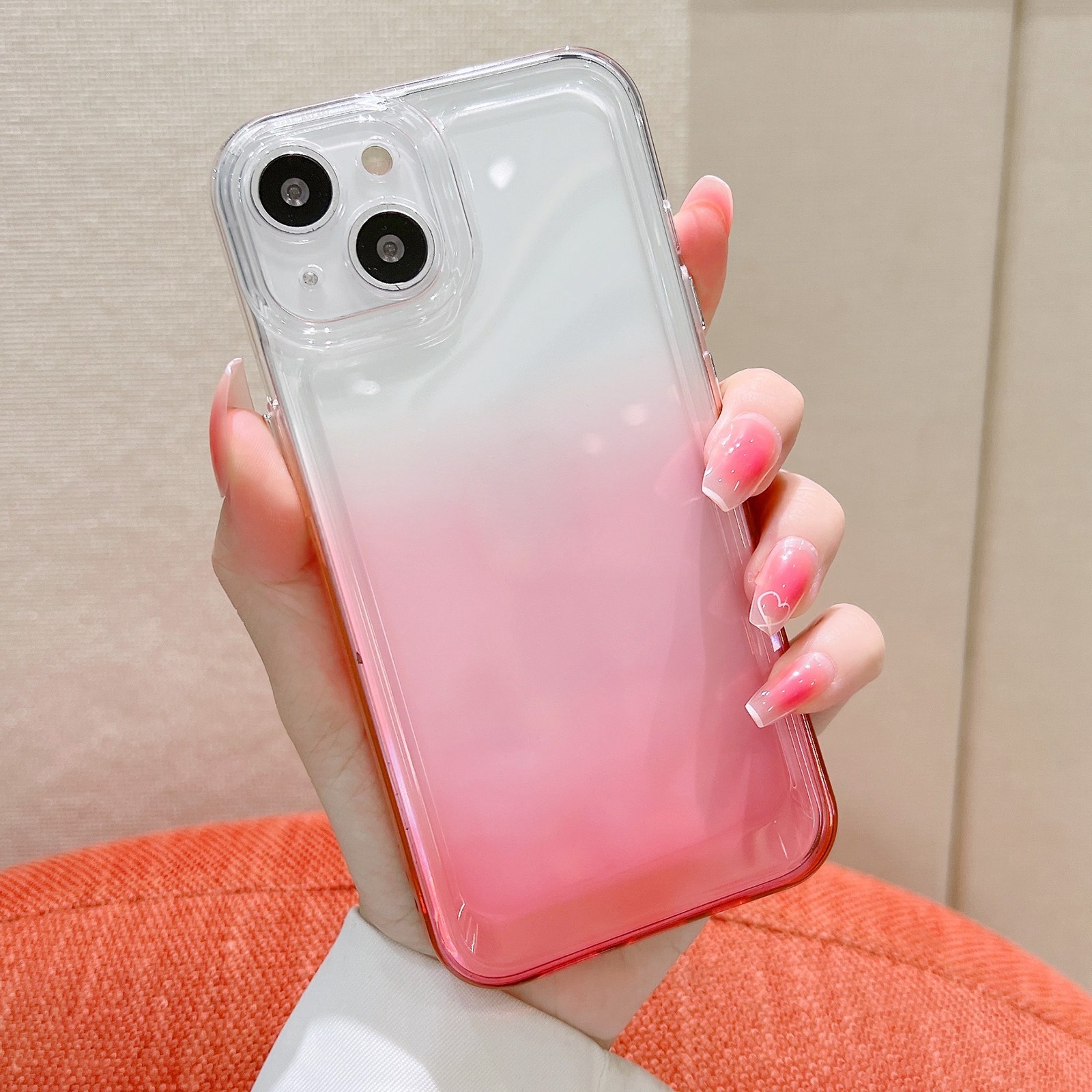 For iPhone 14 Pro Max Gradient Electroplated Button Space Phone Case(Pink) - Shopkiz.com