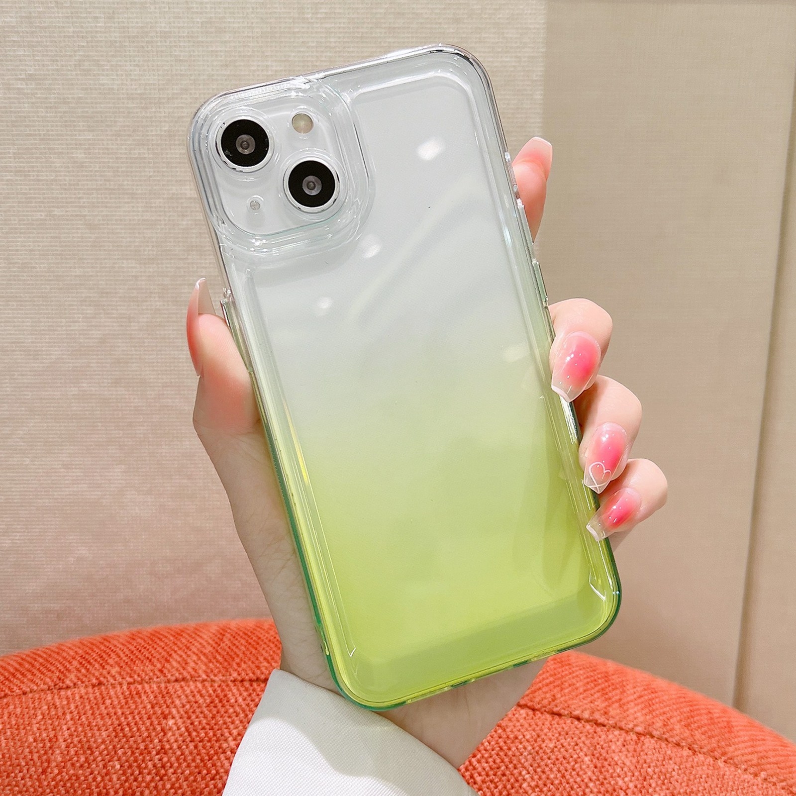For iPhone 14 Pro Gradient Electroplated Button Space Phone Case(Green) - Shopkiz.com