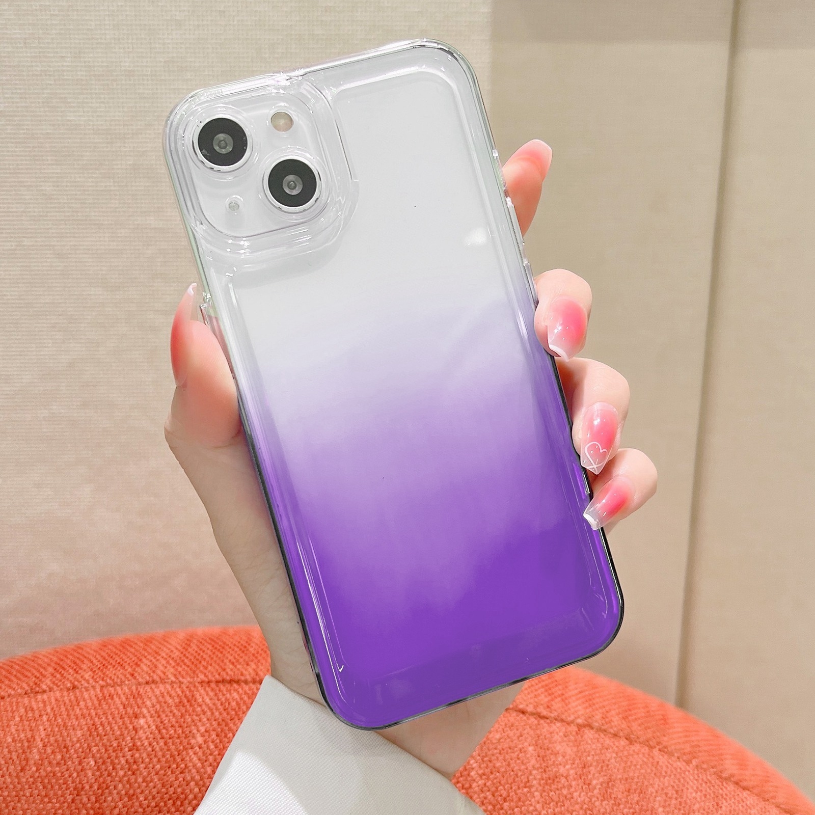 For iPhone 13 Pro Max Gradient Electroplated Button Space Phone Case(Purple) - Shopkiz.com
