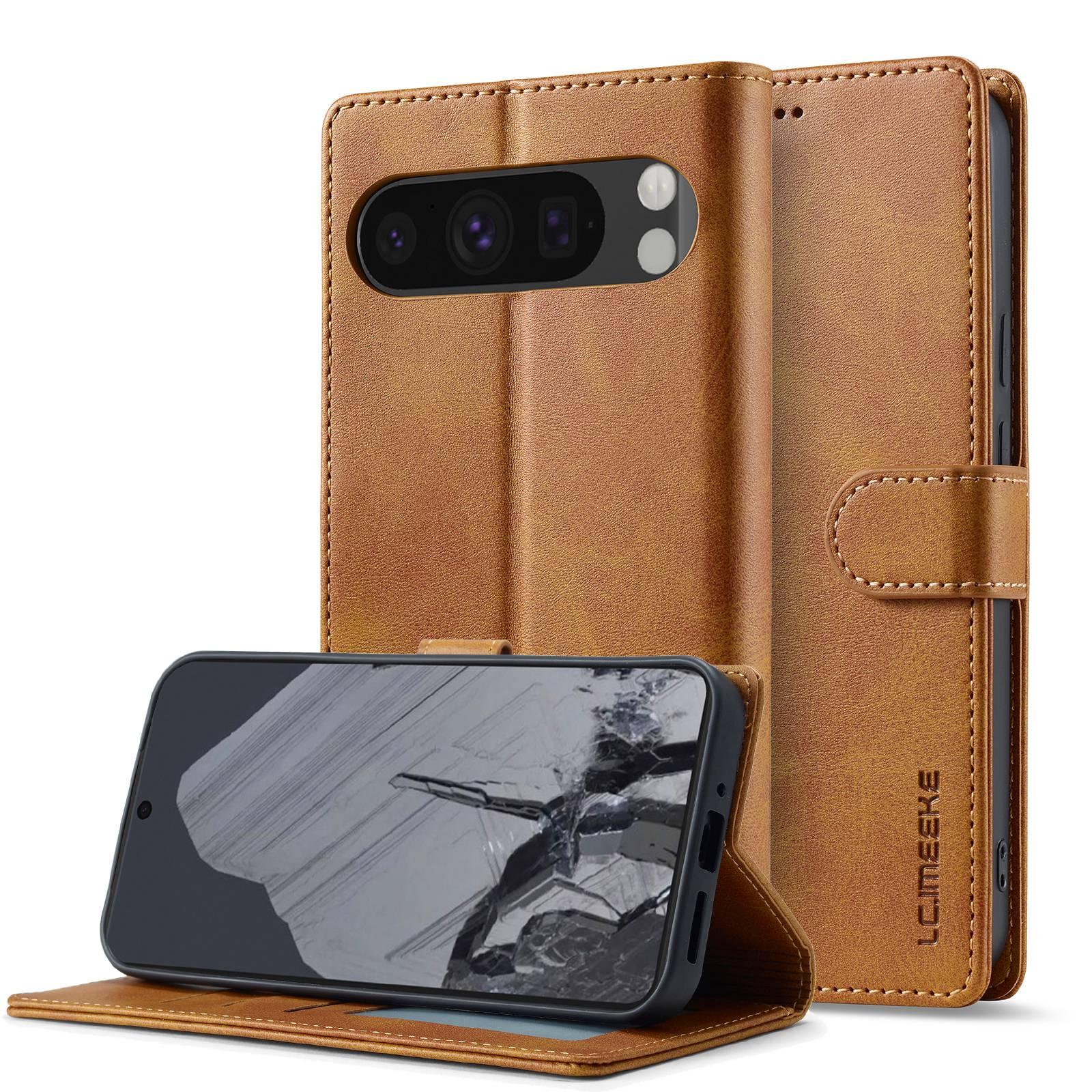 For Google Pixel 11 Pro XL LC.IMEEKE Calf Texture Flip Leather Phone Case(Yellow) - Shopkiz.com