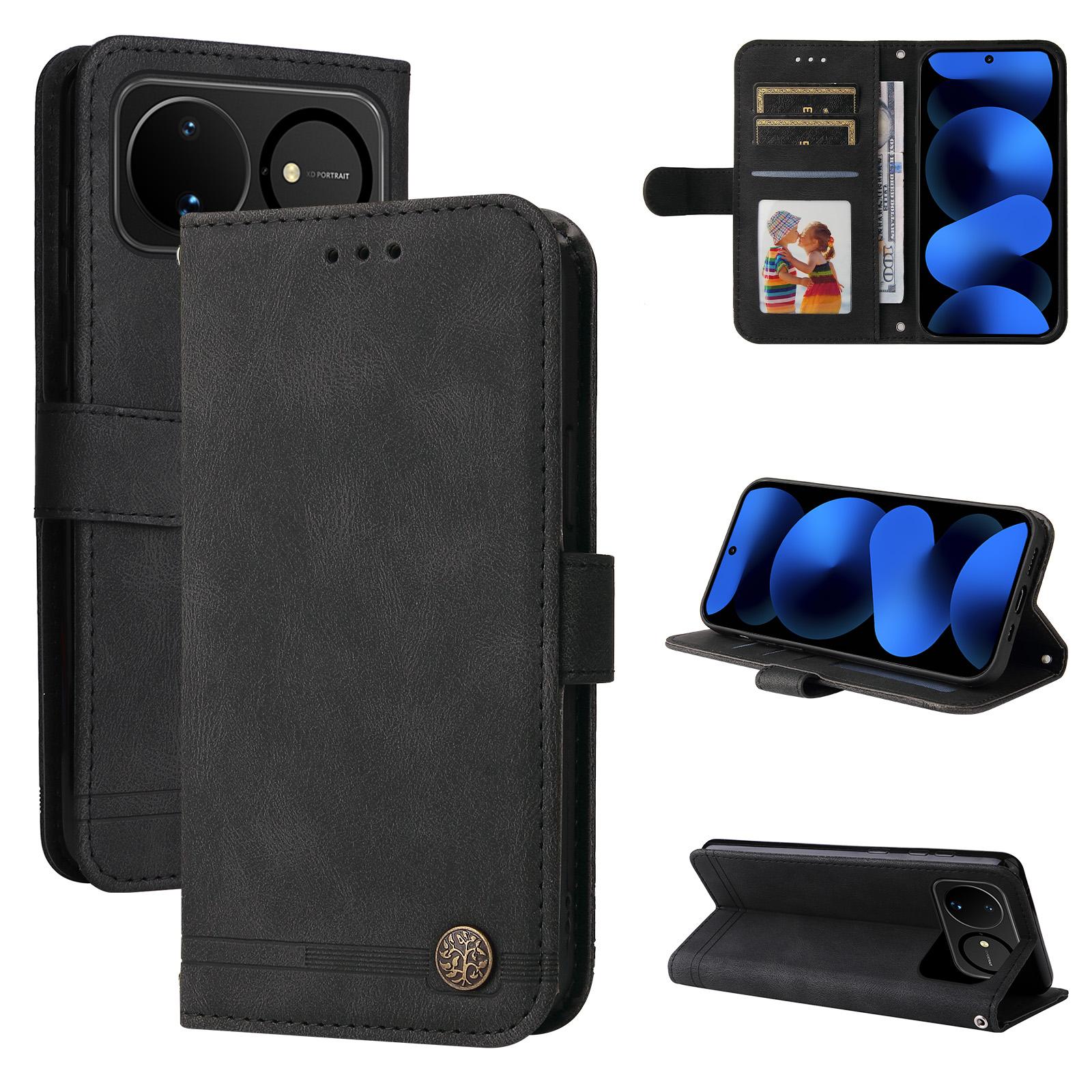 For Huawei nova 16 Skin Feel Life Tree Metal Button Leather Phone Case(Black) - Shopkiz.com
