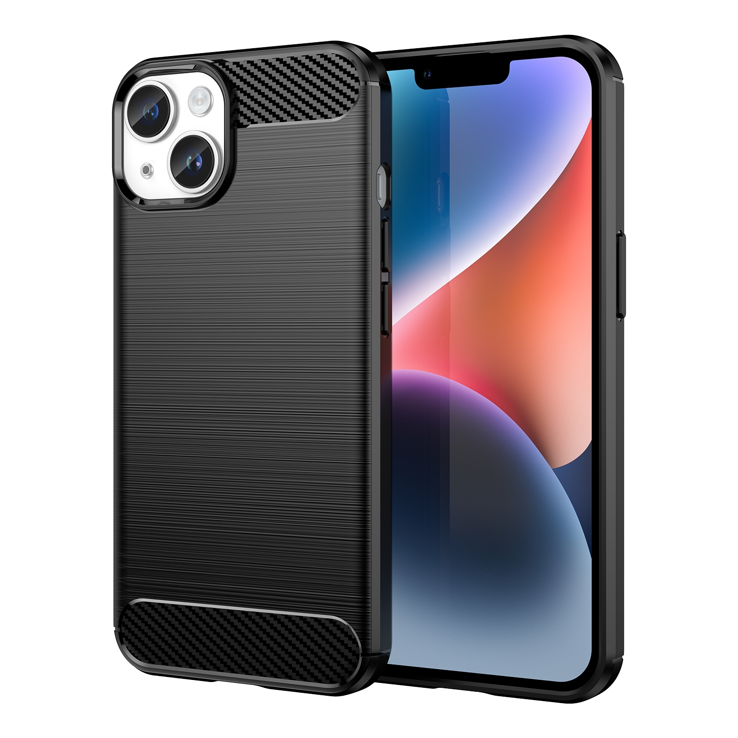 For iPhone 15 Brushed Texture Carbon Fiber TPU Phone Case(Black) - Shopkiz.com
