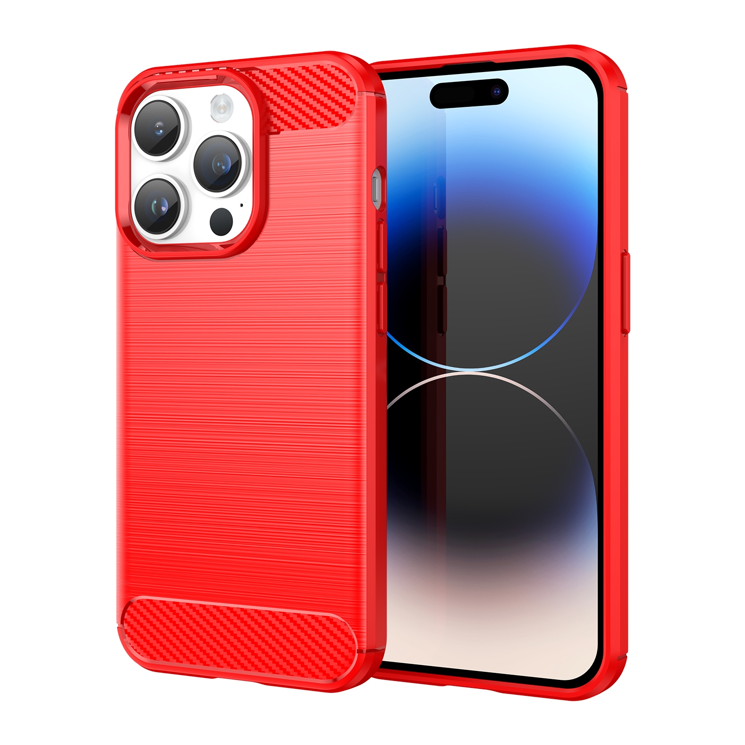 For iPhone 15 Pro Max Brushed Texture Carbon Fiber TPU Phone Case(Red) - Shopkiz.com