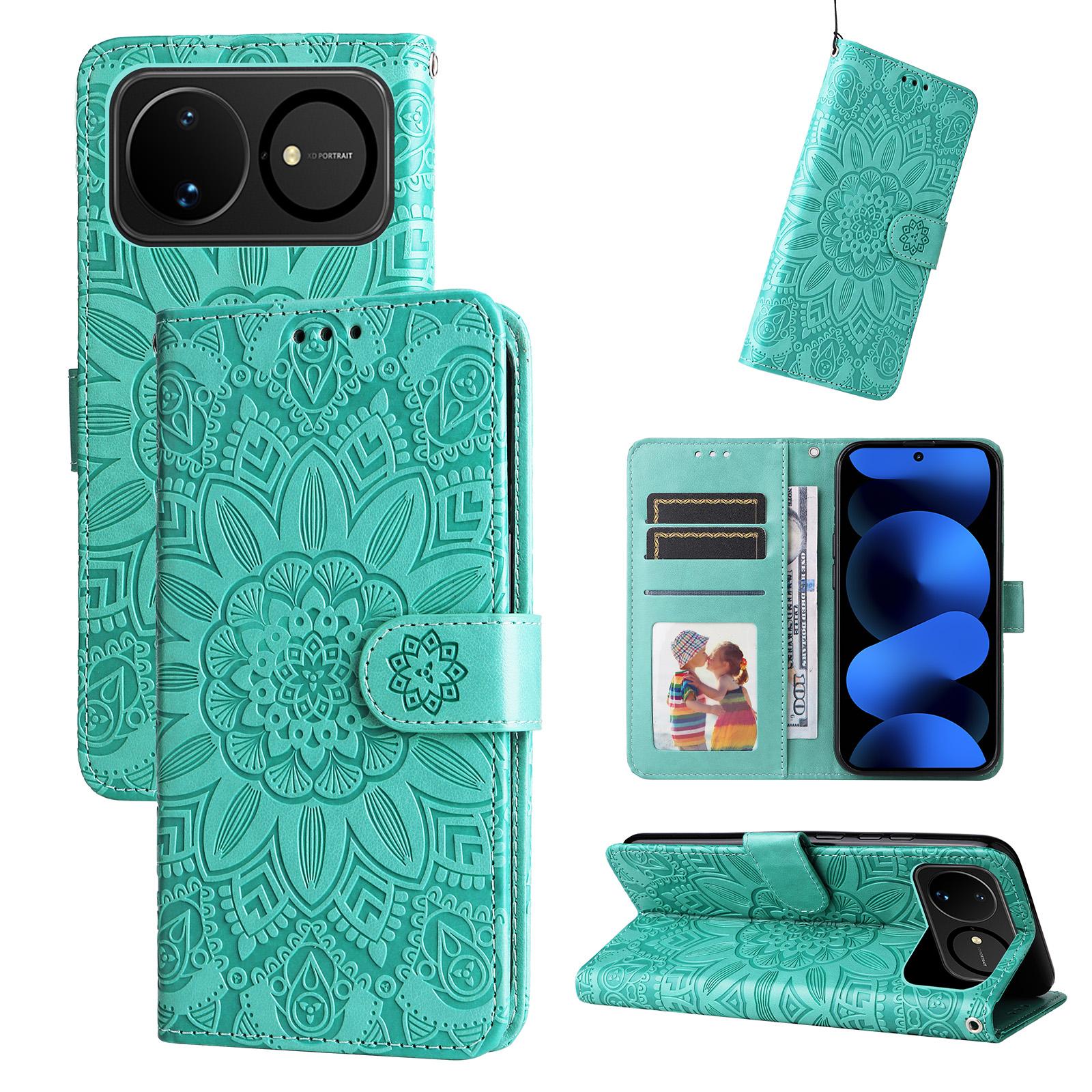 For Huawei nova 16 Embossed Sunflower Leather Phone Case(Green) - Shopkiz.com