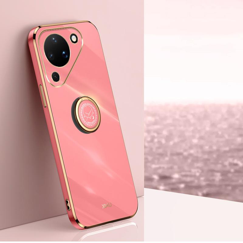 For Huawei Pura 90 5G XINLI Straight Edge 6D Electroplate TPU Phone Case with Ring Holder(Hawthorn Red) - Shopkiz.com
