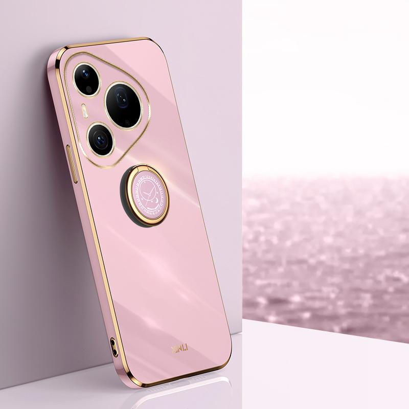 For Huawei Pura 90 Pro Max 5G XINLI Straight Edge 6D Electroplate TPU Phone Case with Ring Holder(Cherry Purple) - Shopkiz.com