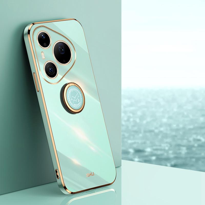 For Huawei Pura 90 Pro Max 5G XINLI Straight Edge 6D Electroplate TPU Phone Case with Ring Holder(Mint Green) - Shopkiz.com