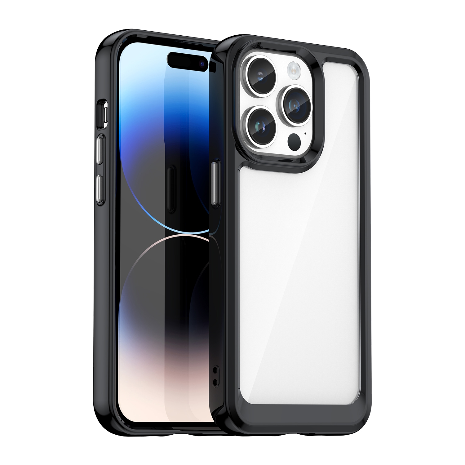 For iPhone 15 Pro Max Colorful Series Acrylic + TPU Phone Case(Black) - Shopkiz.com