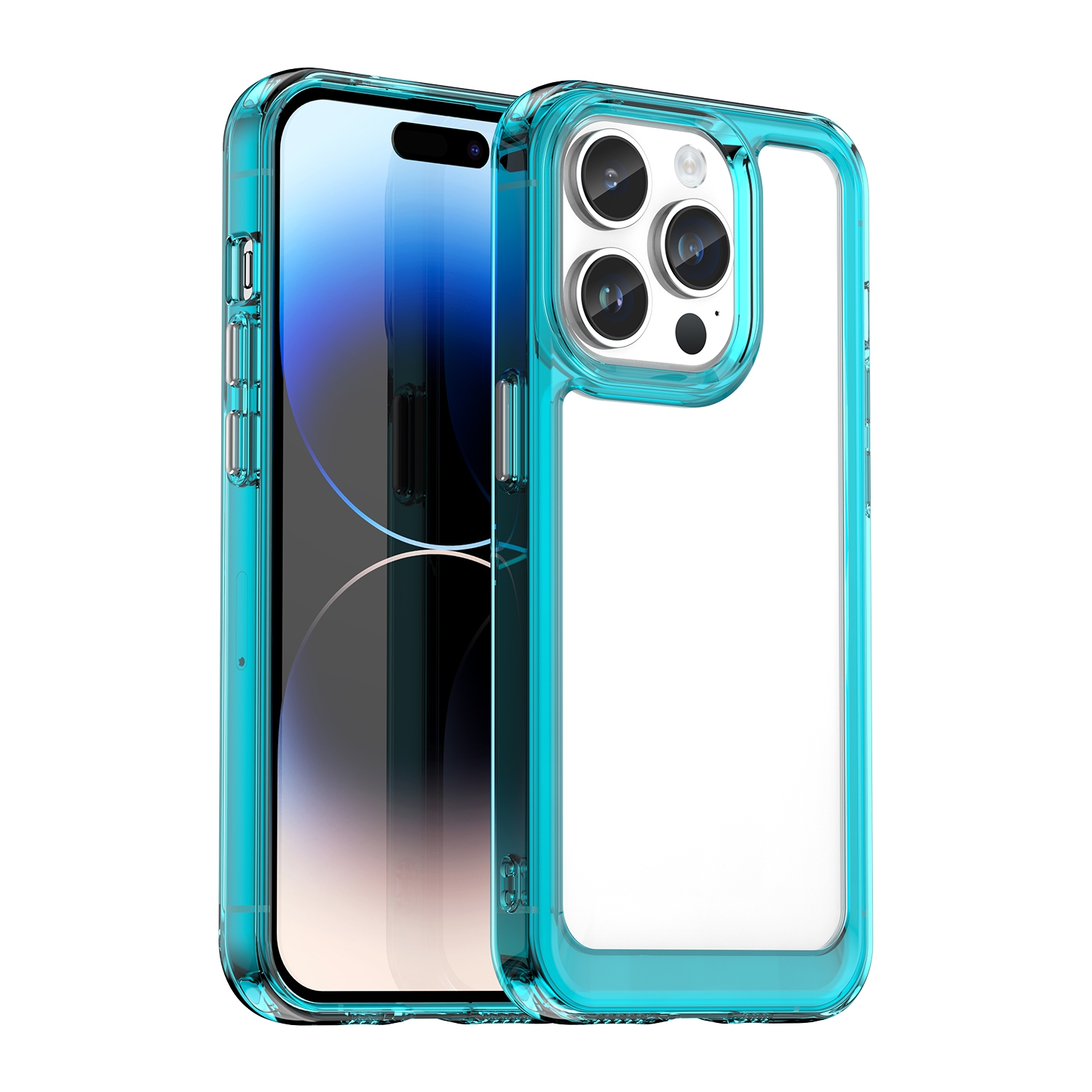 For iPhone 15 Pro Max Colorful Series Acrylic + TPU Phone Case(Transparent Blue) - Shopkiz.com