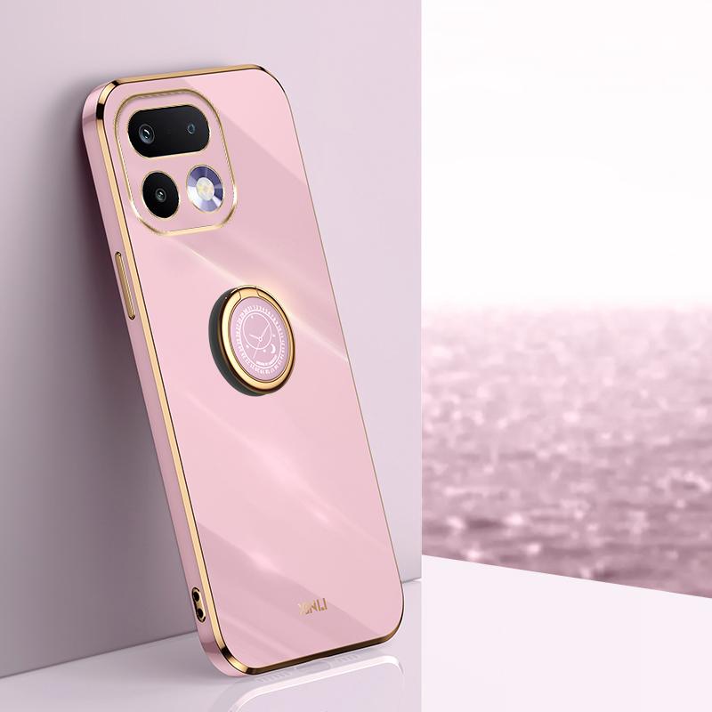 For Realme 16 Pro 5G XINLI Straight Edge 6D Electroplate TPU Phone Case with Ring Holder(Cherry Purple) - Shopkiz.com