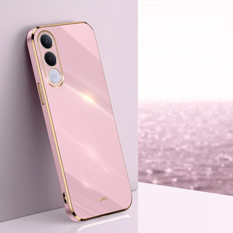For vivo V70 FE 5G XINLI Straight Edge 6D Electroplate TPU Phone Case(Cherry Purple) - Shopkiz.com