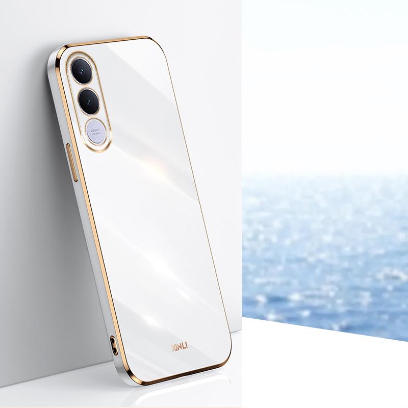 For vivo V70 FE 5G XINLI Straight Edge 6D Electroplate TPU Phone Case(White) - Shopkiz.com