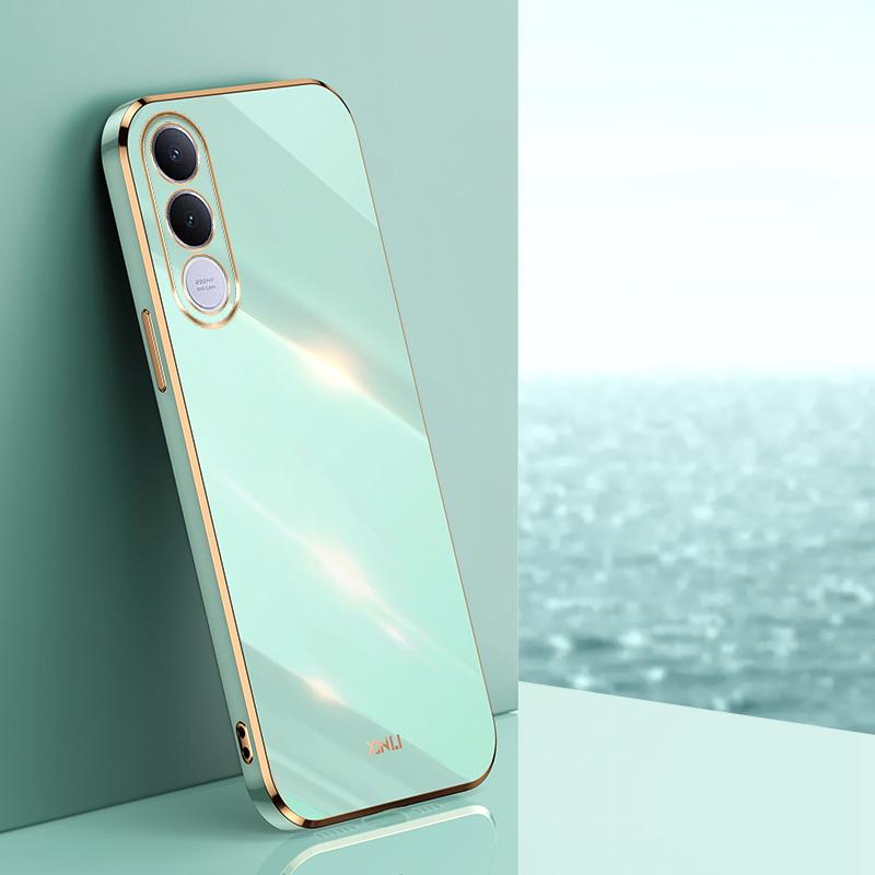 For vivo V70 FE 5G XINLI Straight Edge 6D Electroplate TPU Phone Case(Mint Green) - Shopkiz.com