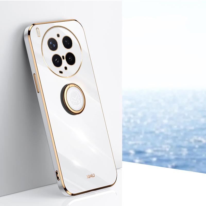For vivo X300 Ultra XINLI Straight Edge 6D Electroplate TPU Phone Case with Ring Holder(White) - Shopkiz.com