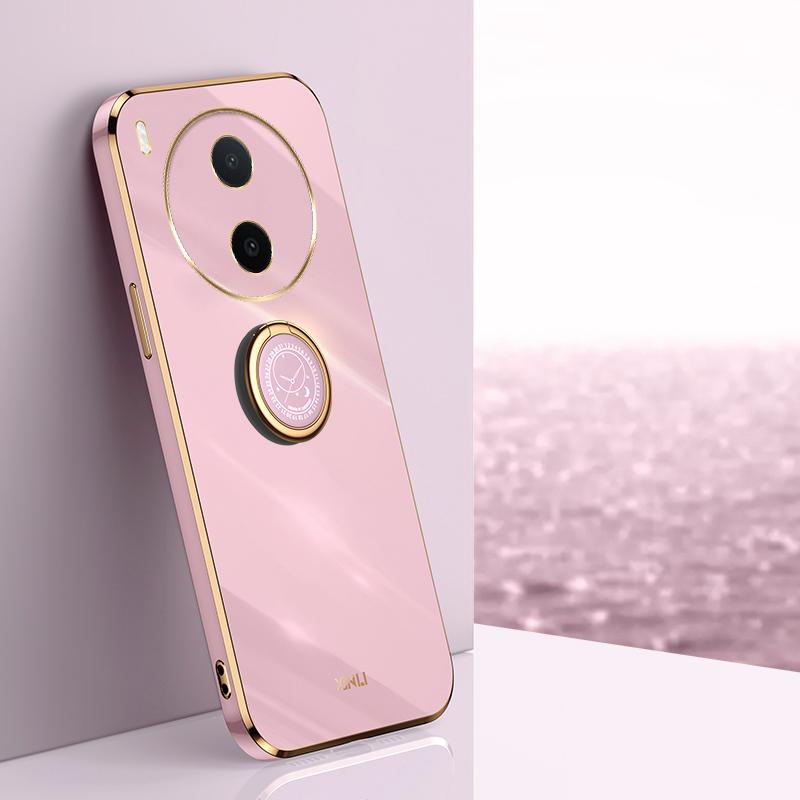 For vivo Y600 Pro 5G XINLI Straight Edge 6D Electroplate TPU Phone Case with Ring Holder(Cherry Purple) - Shopkiz.com