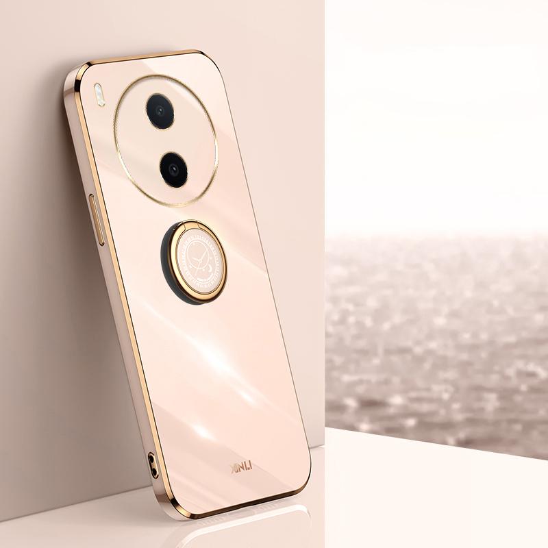 For vivo Y600 Pro 5G XINLI Straight Edge 6D Electroplate TPU Phone Case with Ring Holder(Pink) - Shopkiz.com