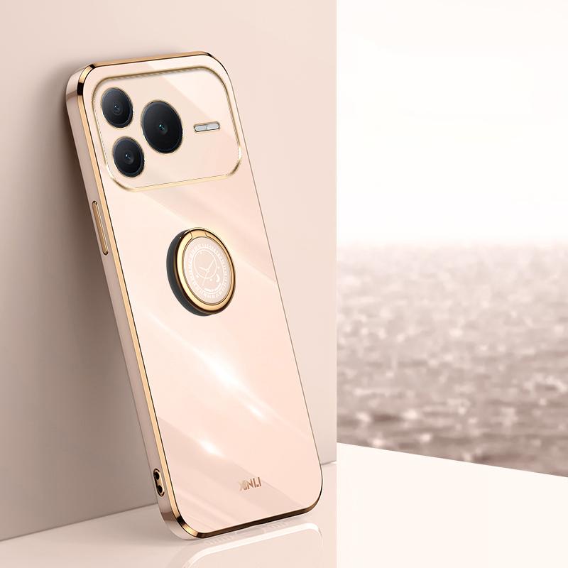 For Honor Power2 XINLI Straight Edge 6D Electroplate TPU Phone Case with Ring Holder(Pink) - Shopkiz.com