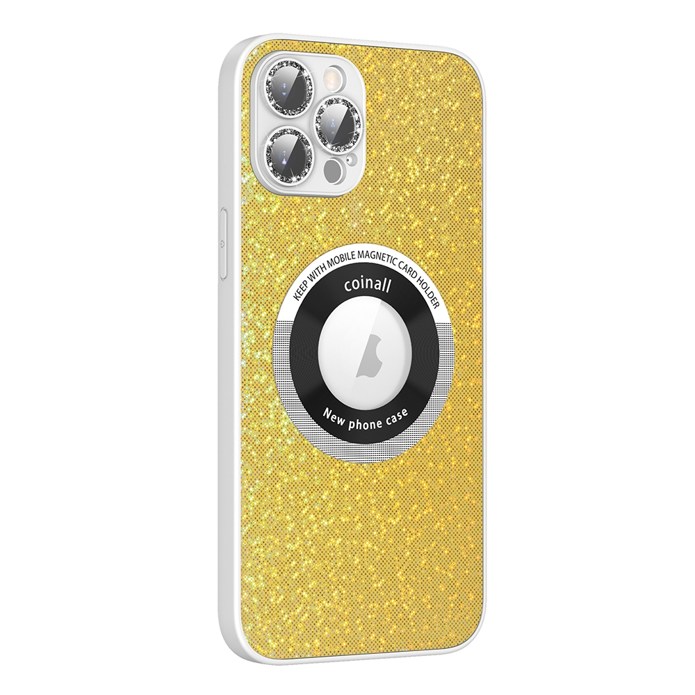 For iPhone 14 Pro Max Colorful Glitter Magnetic Magsafe TPU + PC Phone Case(Bright Yellow) - Shopkiz.com
