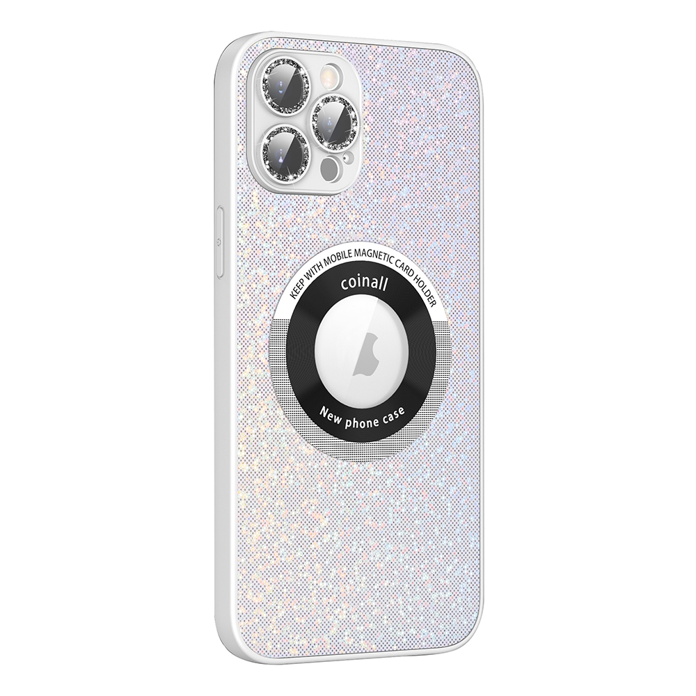 For iPhone 14 Pro Max Colorful Glitter Magnetic Magsafe TPU + PC Phone Case(White) - Shopkiz.com