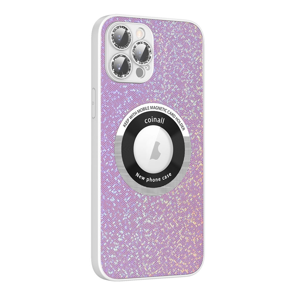 For iPhone 12 Pro Colorful Glitter Magnetic Magsafe TPU + PC Phone Case(Pink) - Shopkiz.com