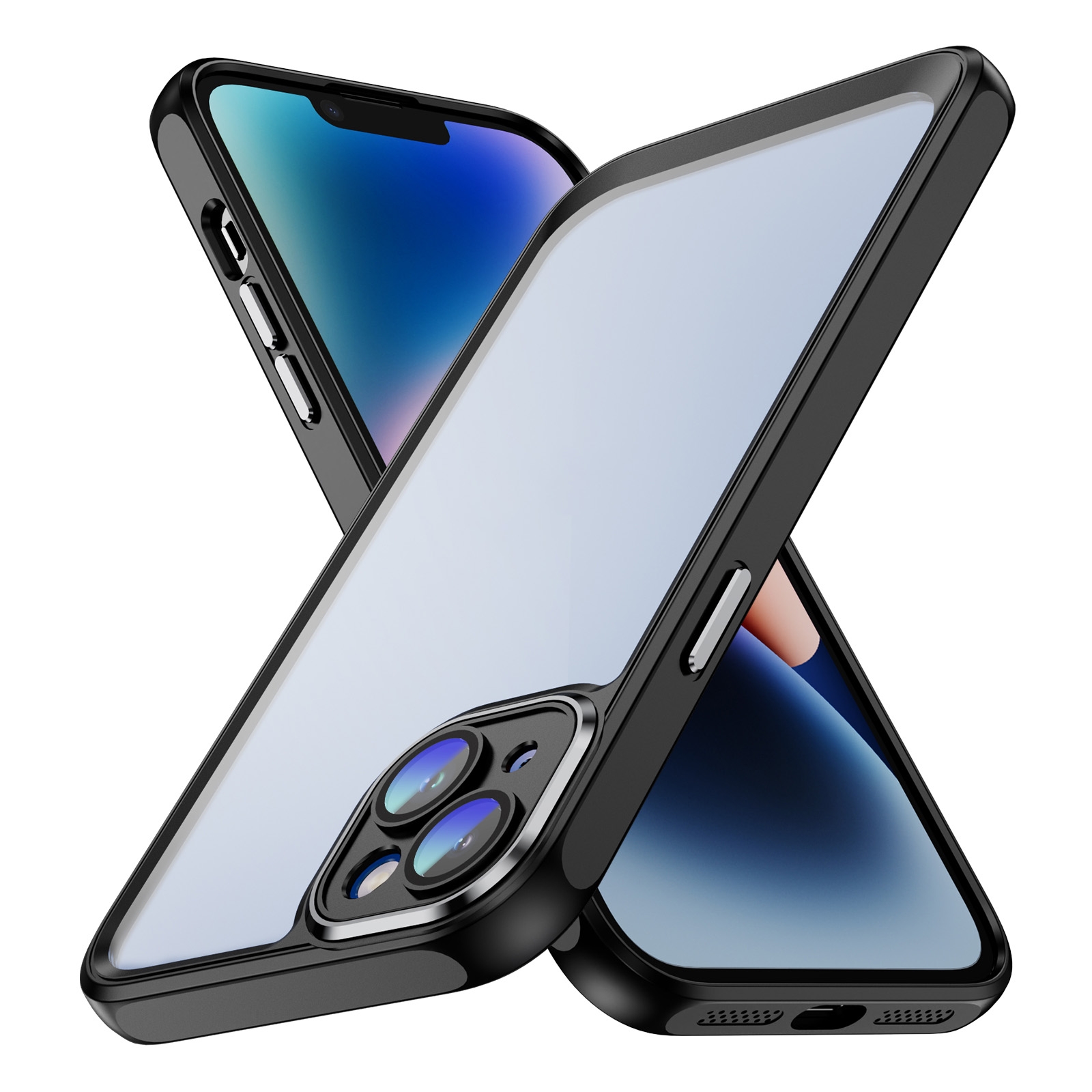 For iPhone 15 PC + TPU Phone Case with Lens Film(Black) - Shopkiz.com