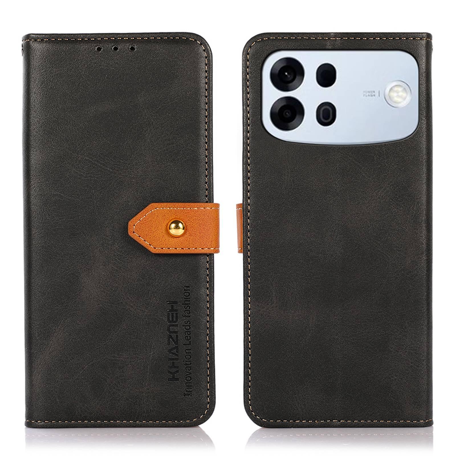 For OPPO A7 Pro Max 5G KHAZNEH Dual-color Cowhide Texture Flip Leather Phone Case(Black) - Shopkiz.com