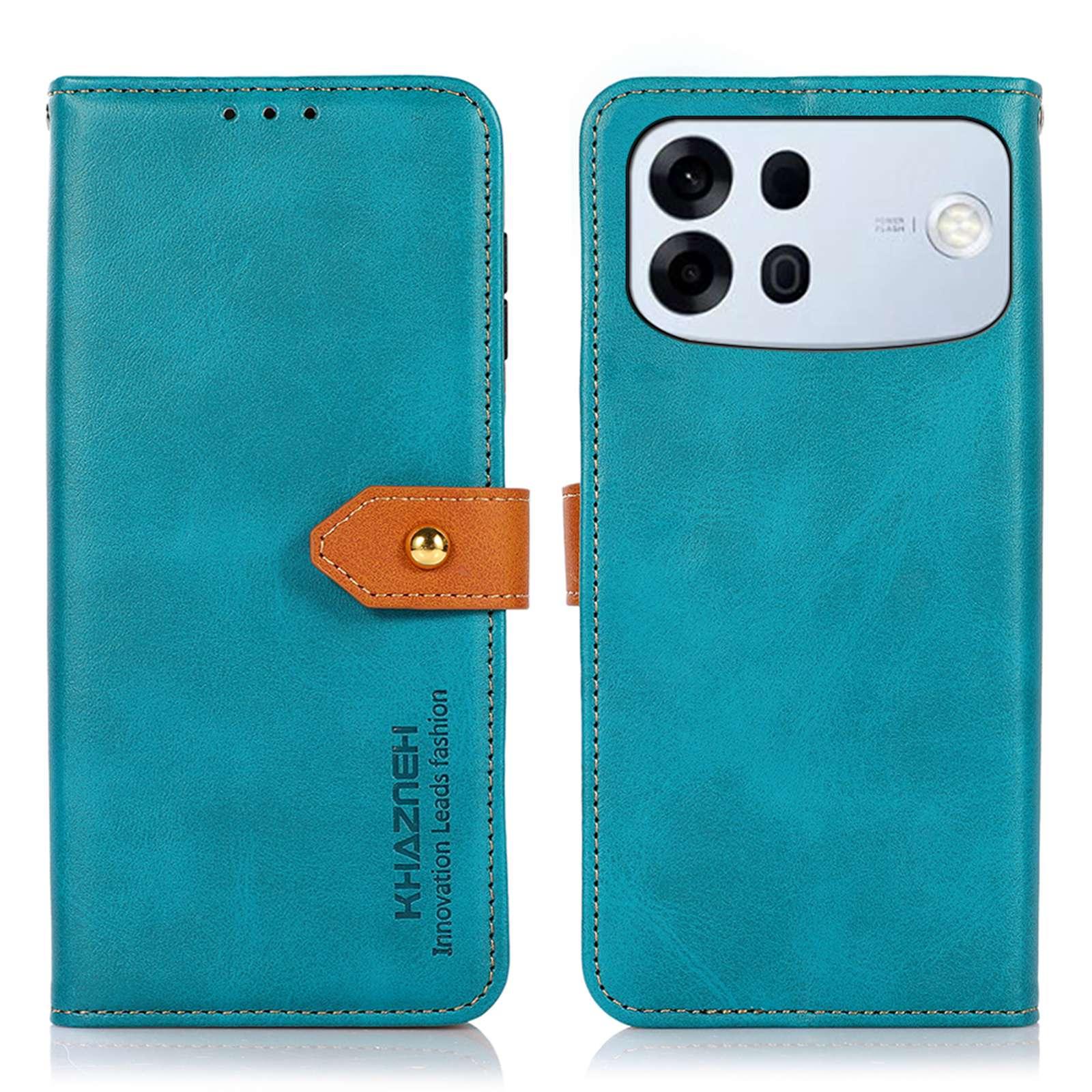 For OPPO A7 Pro Max 5G KHAZNEH Dual-color Cowhide Texture Flip Leather Phone Case(Blue) - Shopkiz.com