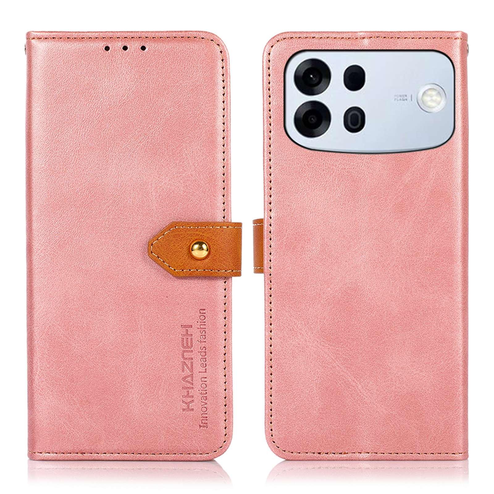 For OPPO A7 Pro Max 5G KHAZNEH Dual-color Cowhide Texture Flip Leather Phone Case(Rose Gold) - Shopkiz.com
