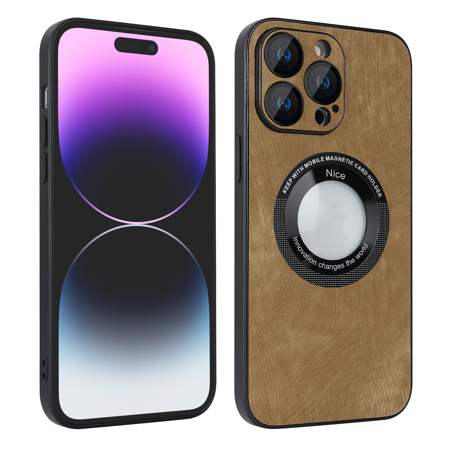 For iPhone 14 Pro Skin Feel Leather MagSafe Magnetic Phone Case(Brown) - Shopkiz.com
