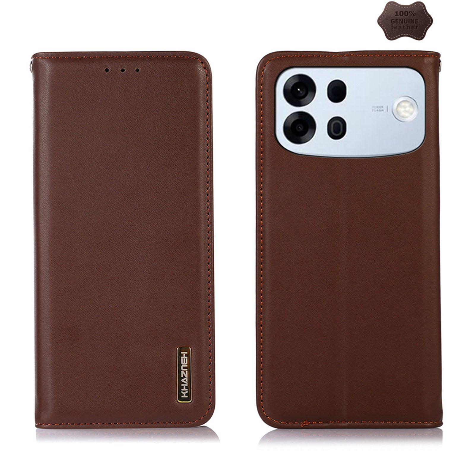 For OPPO A7 Pro Max 5G KHAZNEH Nappa Top Layer Cowhide Leather Phone Case(Brown) - Shopkiz.com