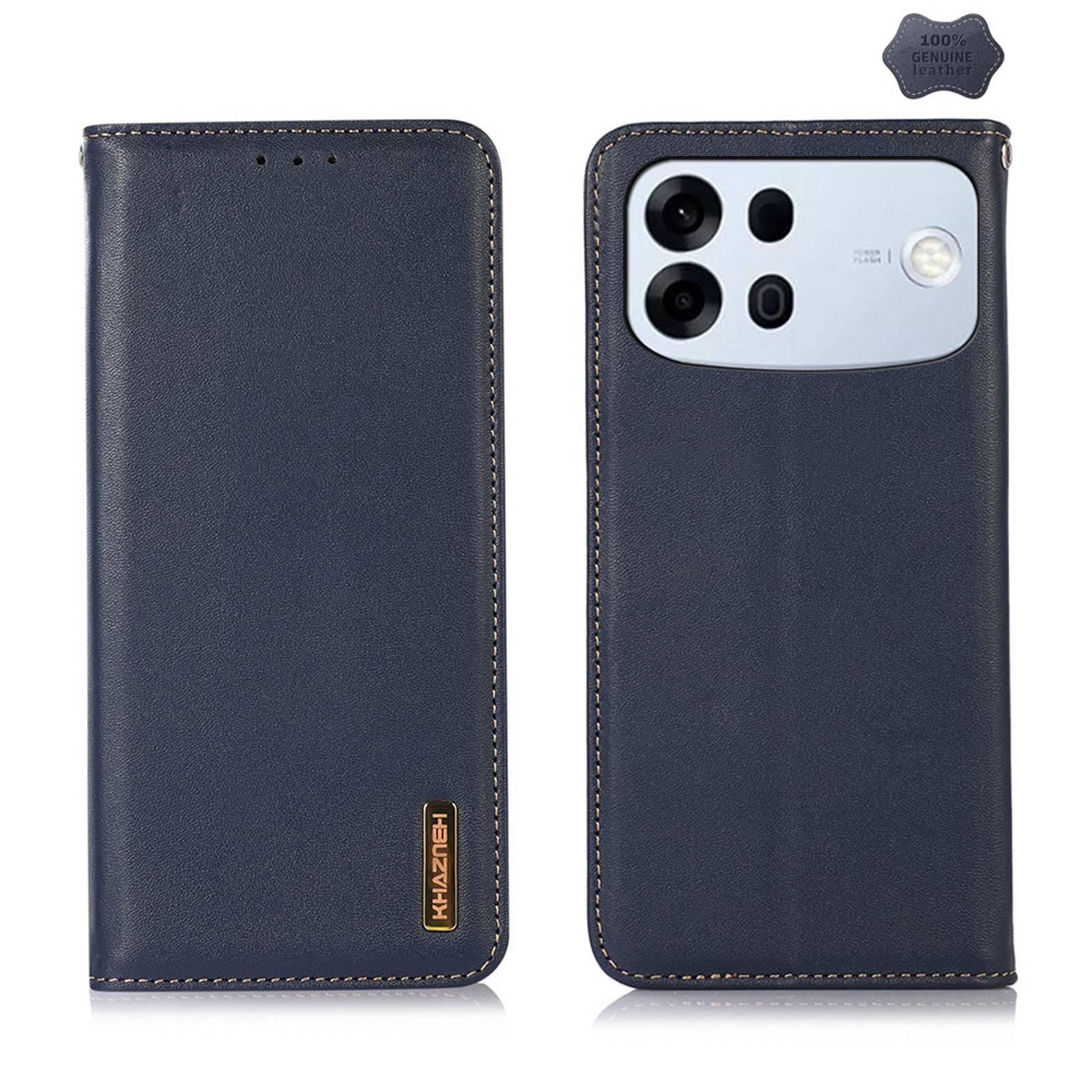 For OPPO A7 Pro Max 5G KHAZNEH Nappa Top Layer Cowhide Leather Phone Case(Blue) - Shopkiz.com