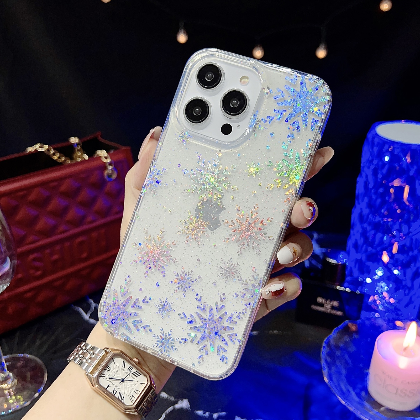 For iPhone 12 Little Star Series Glitter Powder TPU Phone Case(Snowflake) - Shopkiz.com