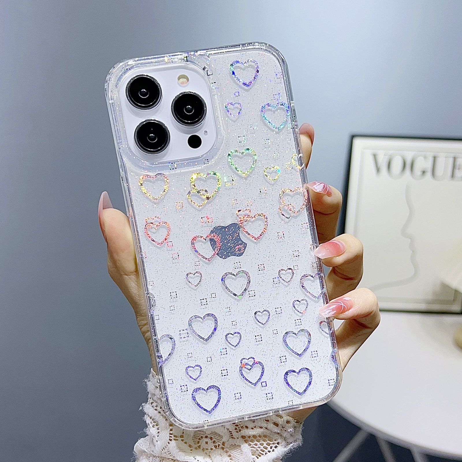 For iPhone 12 Pro Max Little Star Series Glitter Powder TPU Phone Case(Little Love Heart) - Shopkiz.com