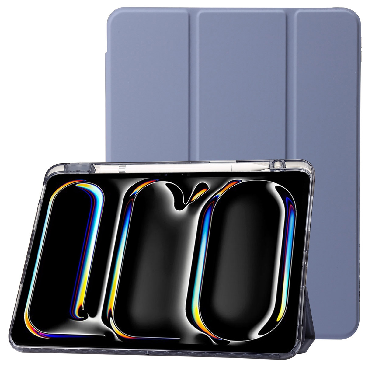 For iPad Pro 13 2025 / 2024 Clear Acrylic 3-Fold Leather Tablet Case(Lavender Purple) - Shopkiz.com
