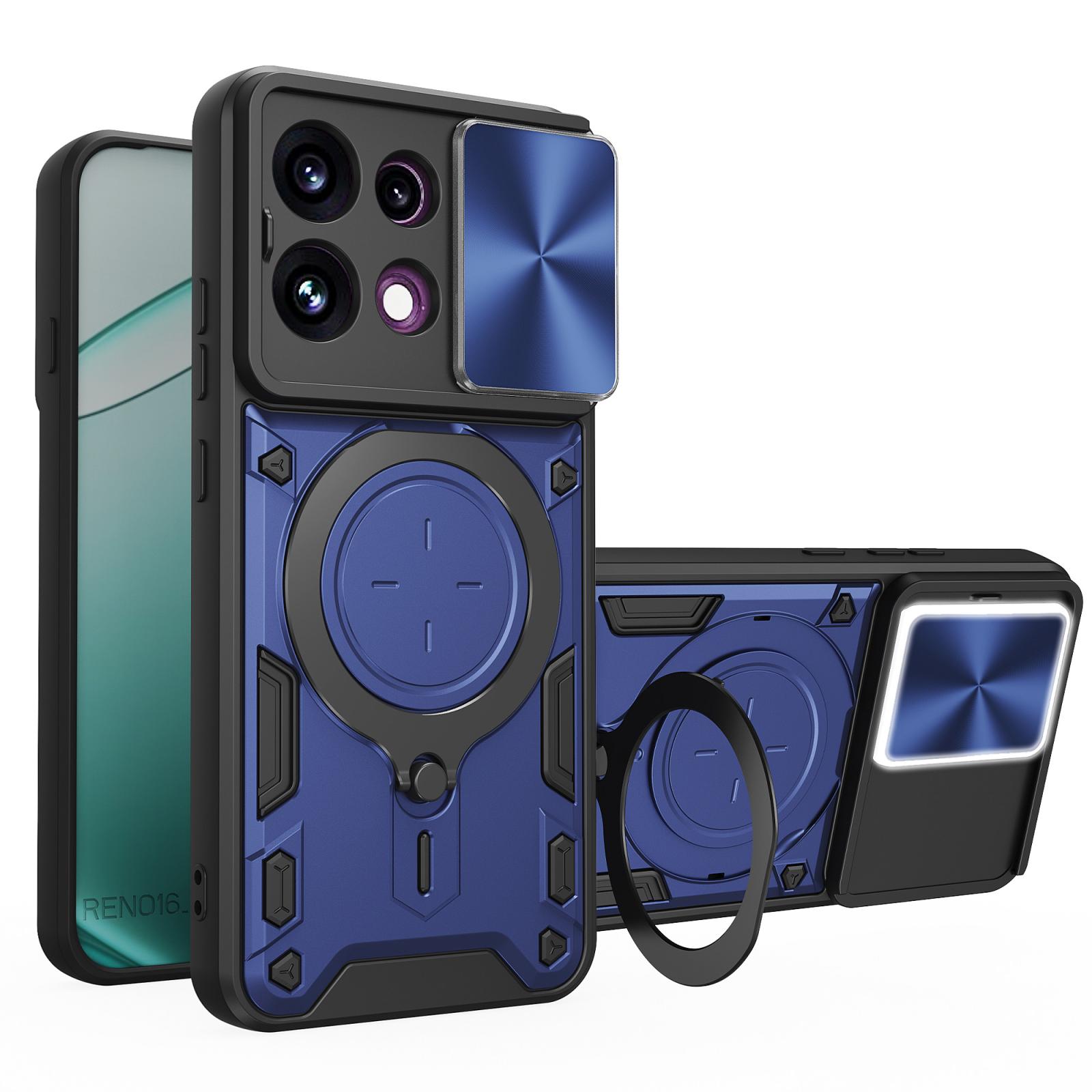 For OPPO Reno16 F 5G CD Texture Sliding Camshield Magnetic Holder Phone Case(Blue) - Shopkiz.com
