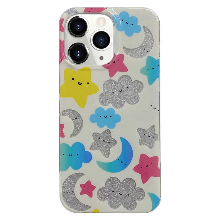 For iPhone 12 Pro Max PC + TPU Dual-side Laminating IMD Phone Case(White Star Moon) - Shopkiz.com